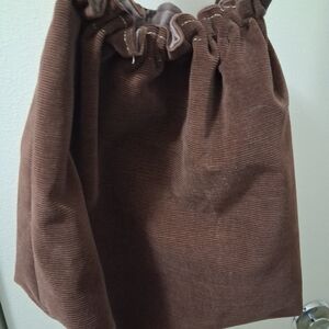 Elegant Brown Corduroy Shoulder Bag